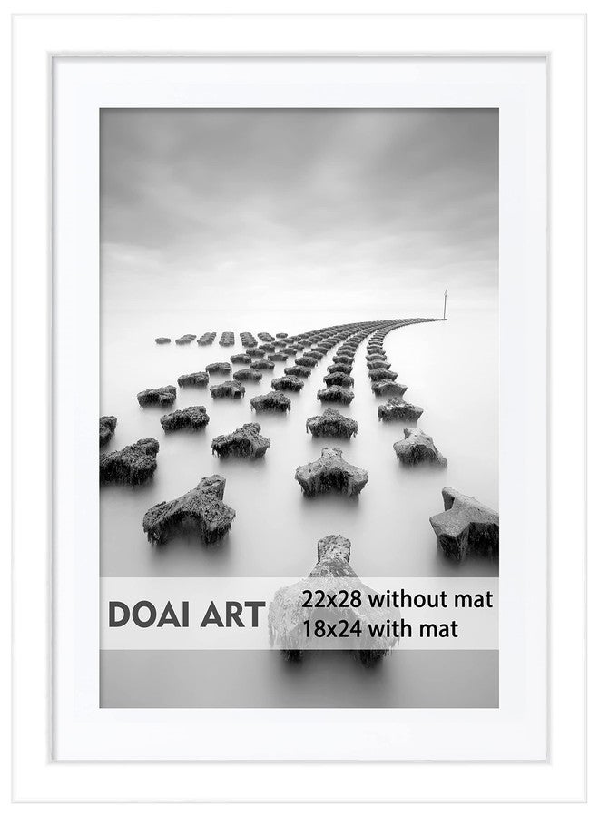 DOAI ART إطار ملصقات DOAI ART أبيض مقاس 22×28 بوصة بدون إطار داخلي أو 18×24 بوصة مع إطار داخلي - زجاج شبكي مصقول للعرض على الحائط عموديًا أو أفقيًا - أدوات تثبيت على الحائط متضمنة - Image 1